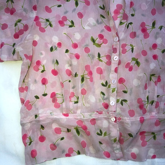 Rafaella silk pink berry crop button down blouse - Picture 6 of 11